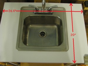 Dimensions and top view of counter and sink.