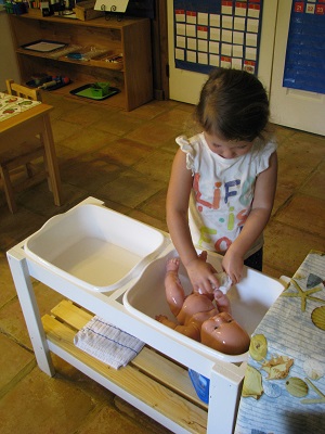 Practical life area lesson - baby washing
