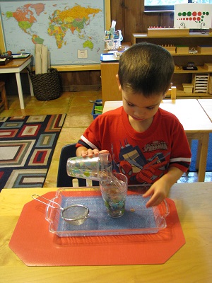 Practical life area lesson - pouring liquids